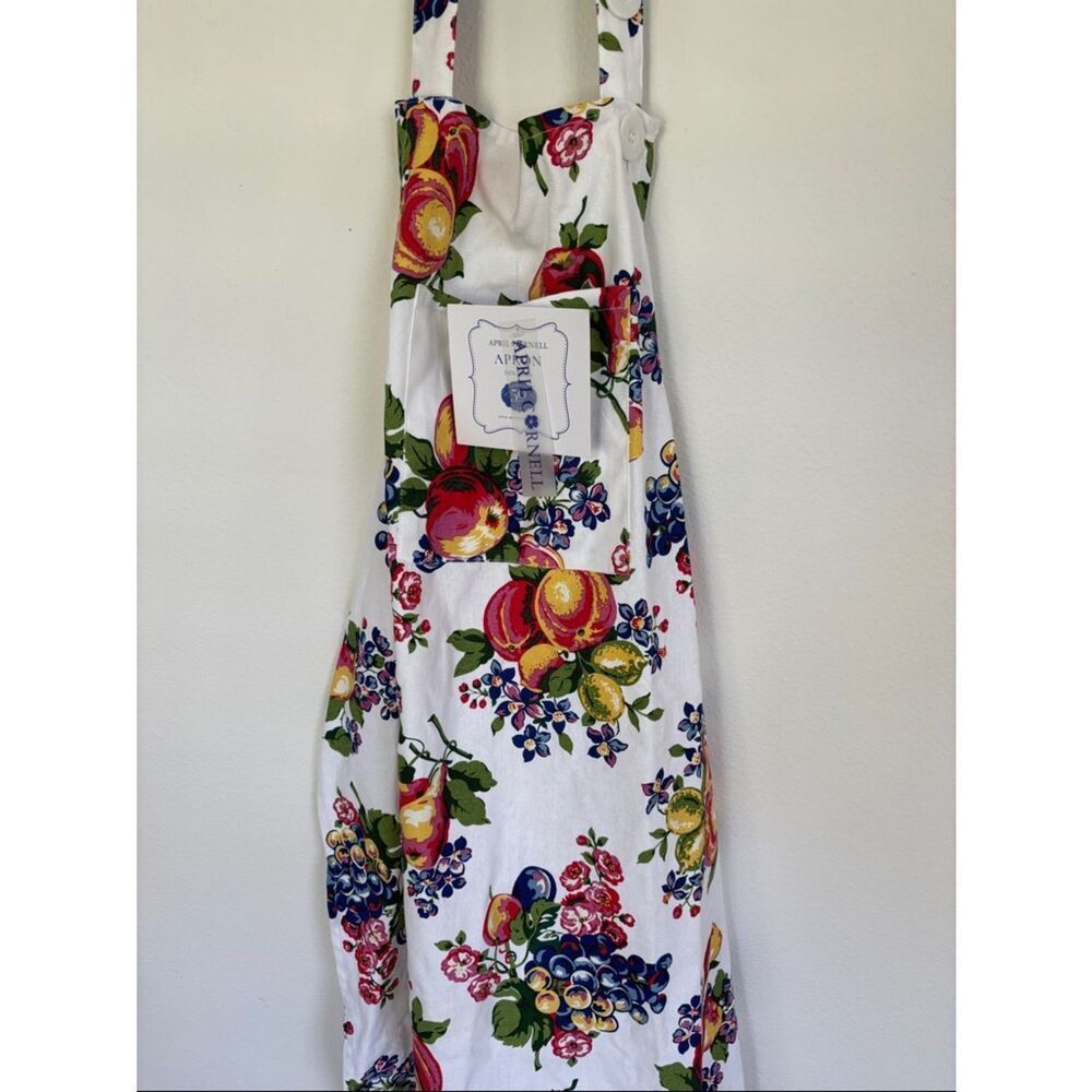 NWT April Cornell Full Apron Fruit Floral Print 100% Cotton